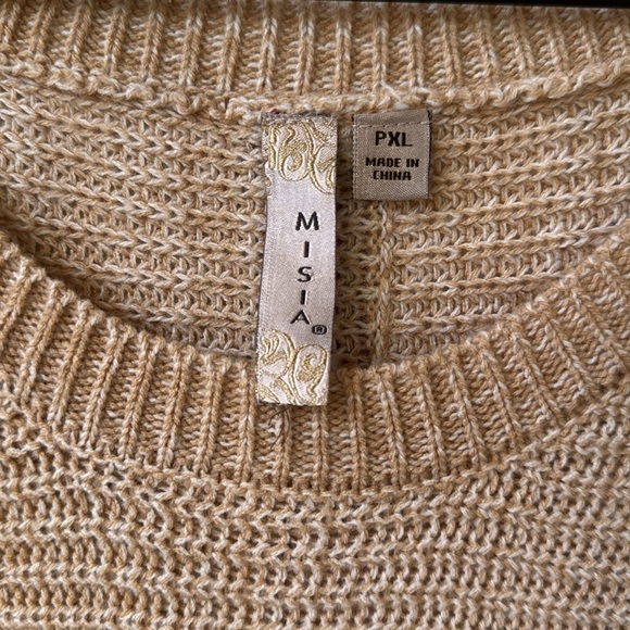 MISIA Oatmeal Neutral Knit Crewneck Sweater XL Petite - Picture 3 of 12
